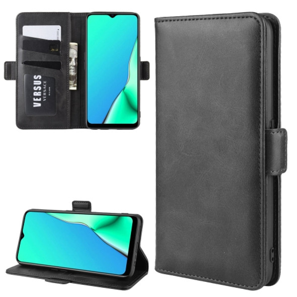 For Oppo A9 (2020) / A5 (2020) Double Buckle Crazy Horse Business Mobile Phone Holster with Card Wallet Bracket Function(Black)