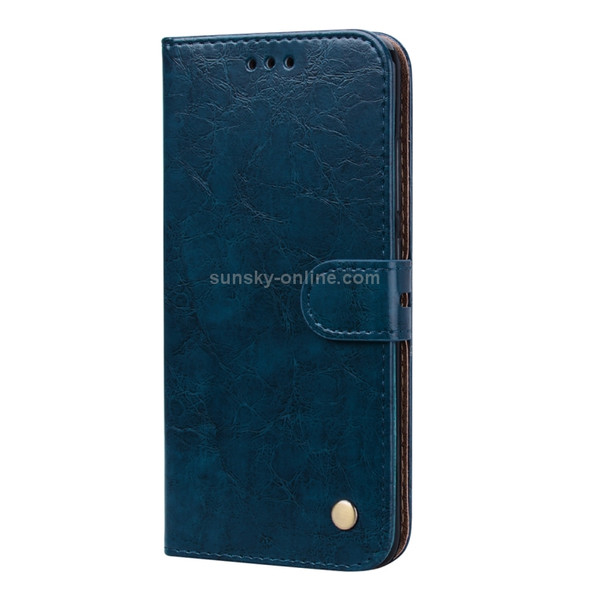 Business Style Oil Wax Texture Horizontal Flip Leather Case for Xiaomi Mi 8, with Holder & Card Slots & Wallet (Blue)