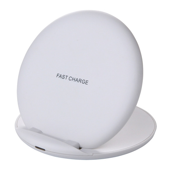 Q900 QI Three Coil Vertical Round Foldable Wireless Charger with Mobile Phone Holder (White)