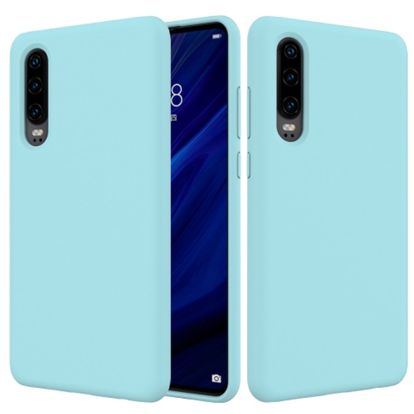 Solid Color Liquid Silicone Shockproof Full Coverage Case for Huawei P30 (Sky Blue)