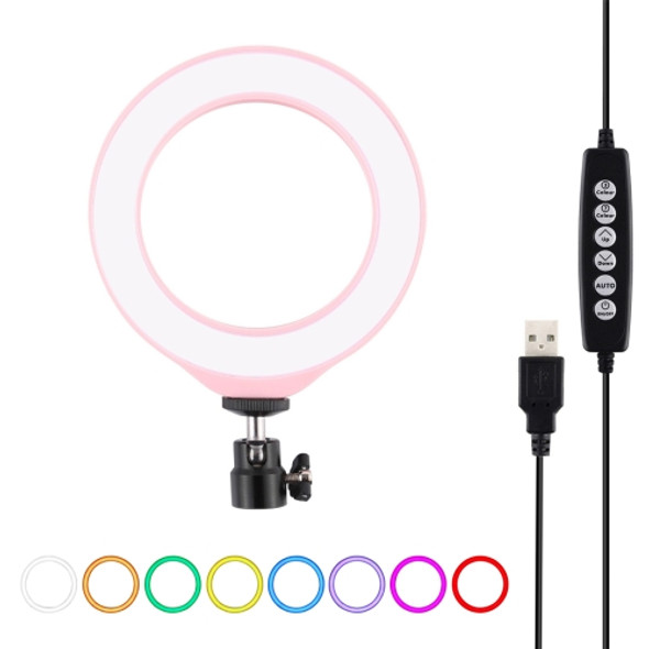 PULUZ 4.7 inch 12cm USB 10 Modes 8 Colors RGBW Dimmable LED Ring Vlogging Photography Video Lights with Cold Shoe Tripod Ball Head(Pink)
