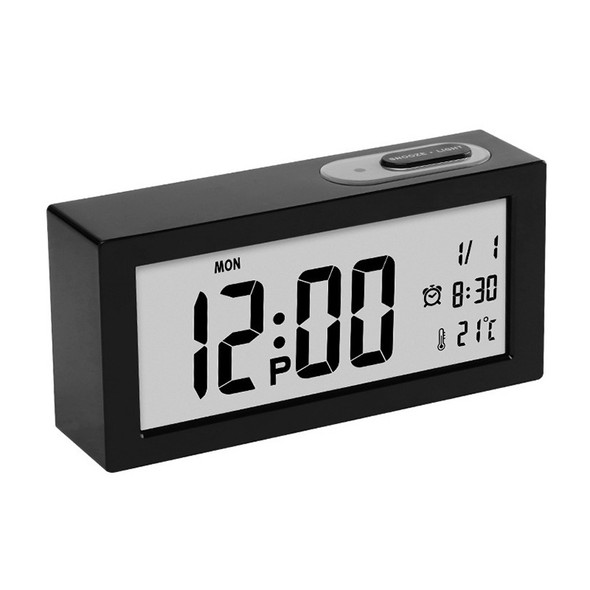 Automatic Night Light Electronic Clock Large Screen Adjustable Backlight Alarm Clock (Black)