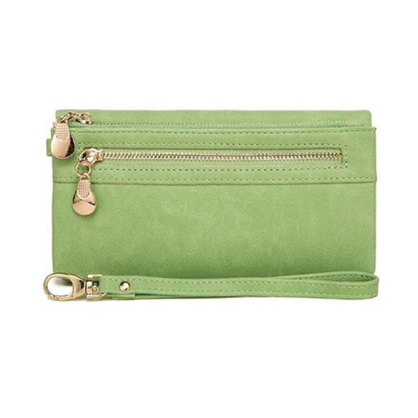 Women Long Wallet Female High Capacity Double Zippers Clutch Purse(Green)