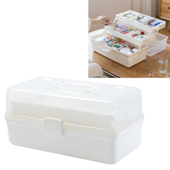 Plastic Storage Box Medicine Box Organizer 3 Layers Multi-Functional Portable Medicine Cabinet Family Emergency Kit Box, Color: S White