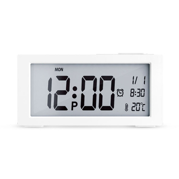 Automatic Night Light Electronic Clock Large Screen Adjustable Backlight Alarm Clock (White)