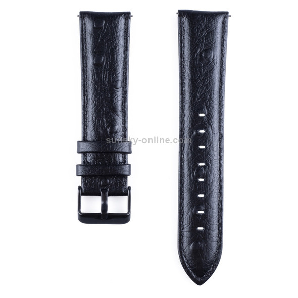 Ostrich Skin Texture Genuine Leather Wrist Watch Band for Samsung Gear S3 22mm(Black)