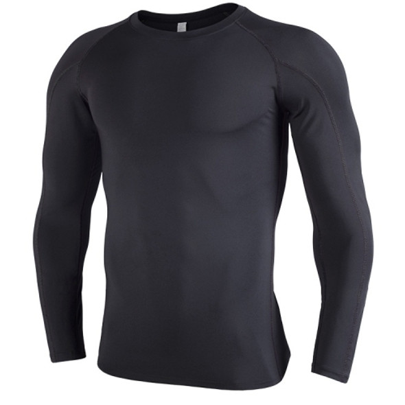 SIGETU Men Quick-drying Breathable Long-sleeved Sportswear (Color:Black Size:S)