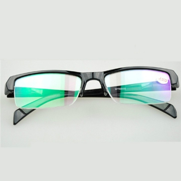 Women Men Half Frame Myopia Glasses HD AC Green Film Lens Myopia Eyeglasses(-2.50D)