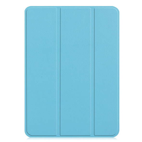 Custer Texture Horizontal Flip PU Leather Case for iPad Pro 12.9 inch (2018), with Three-folding Holder & Sleep / Wake-up Function(Blue)