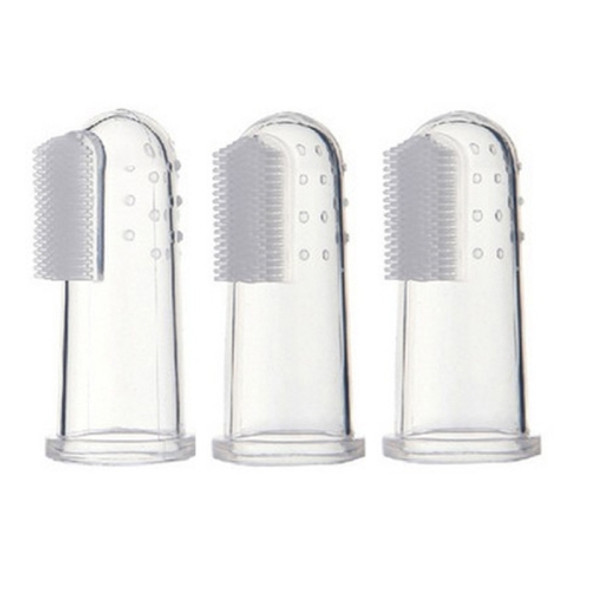 3 PCS RK-3604 Baby Silicone Toothbrush / Baby Finger Toothbrush / Finger Massage(Transparent)