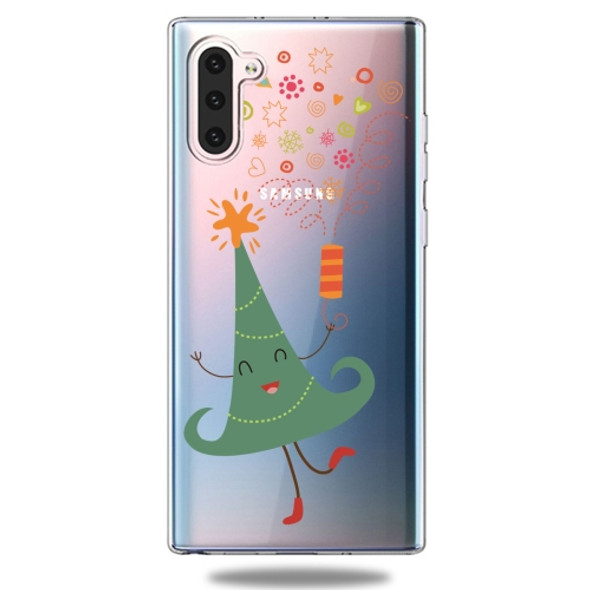 For Galaxy Note10 Trendy Cute Christmas Patterned Clear TPU Protective Case(Happy Christmas Tree)