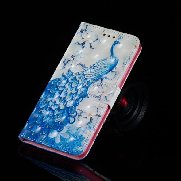 3D Painting Pattern Coloured Drawing Horizontal Flip PU Leather Case with Holder & Card Slots & Wallet For Galaxy S10e(Blue Peacock)