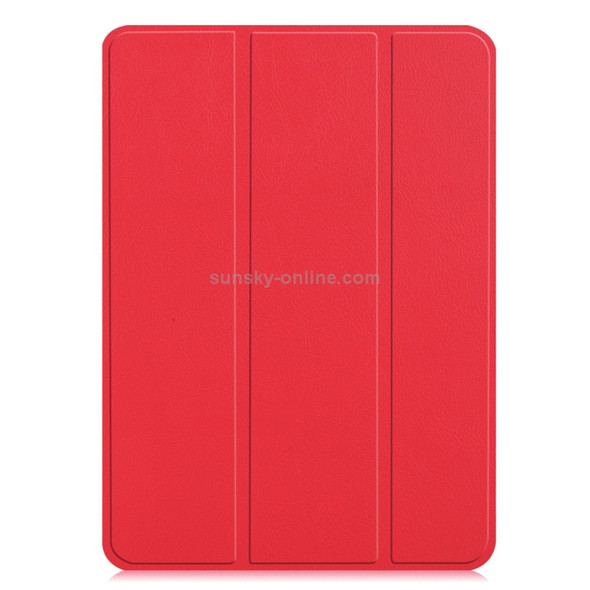 Custer Texture Horizontal Flip PU Leather Case for iPad Pro 12.9 inch (2018), with Three-folding Holder & Sleep / Wake-up Function(Red)