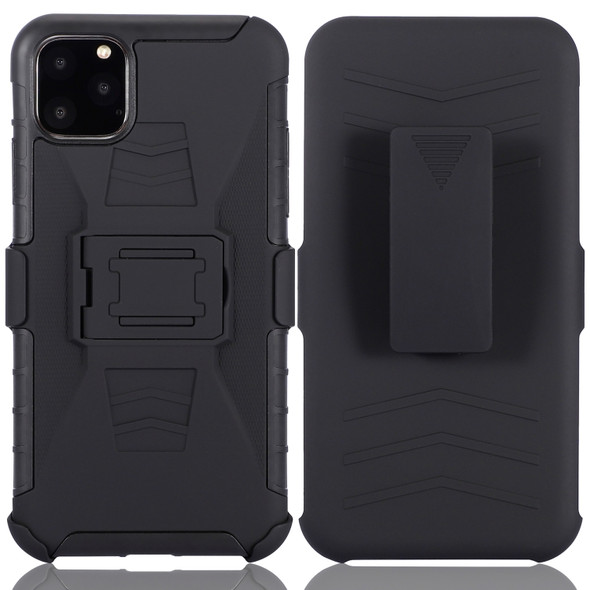 For iPhone 11 Pro PC + Silicone Back Clip Sliding Sleeve Protective Case(Black)