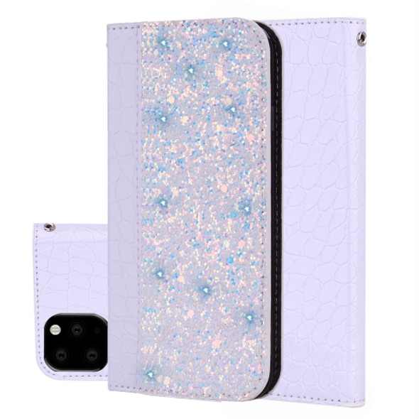 Crocodile Texture Glitter Powder Horizontal Flip Leather Case with Card Slots & Holder for Galaxy Note 10(White)