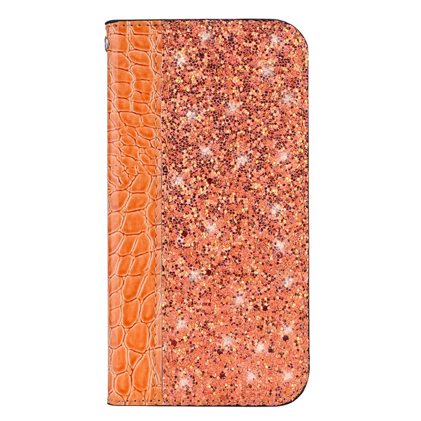 Crocodile Texture Glitter Powder Horizontal Flip Leather Case with Card Slots & Holder for Galaxy Note 10(Orange)