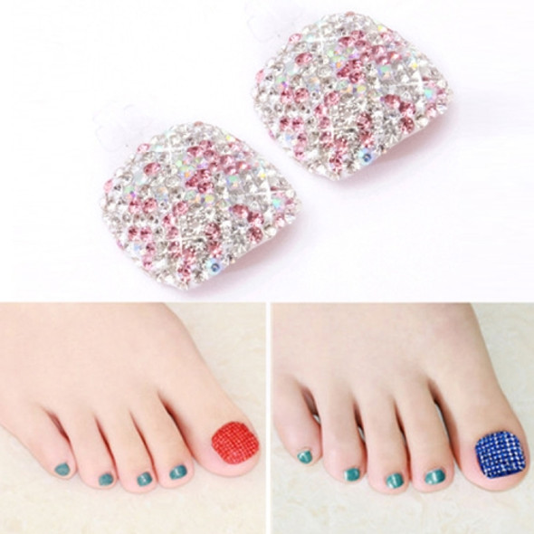 2 PCS Crystal Fake Nail Art Tips Rhinestone Full Cover Toenails Decals Stickers(NO:01)