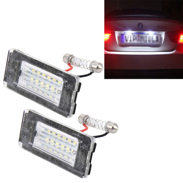 2 PCS License Plate Light with 18  SMD-3528 Lamps for BMW MINI R56, 2W 120LM, 6000K, DC12V (White Light)