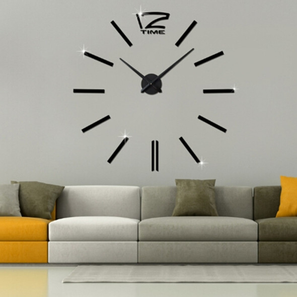 39 inch Bedroom Home Office Decoration Modern Frameless Large DIY 3D Mirror Wall Sticker Mute Clock(Black)