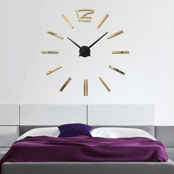 39 inch Bedroom Home Office Decoration Modern Frameless Large DIY 3D Mirror Wall Sticker Mute Clock(Gold)