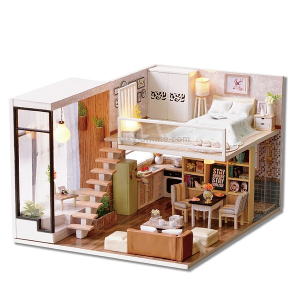 DIY Wooden House with Furniture Miniature Dollhouse Toys for Children Christmas and Birthday Gift