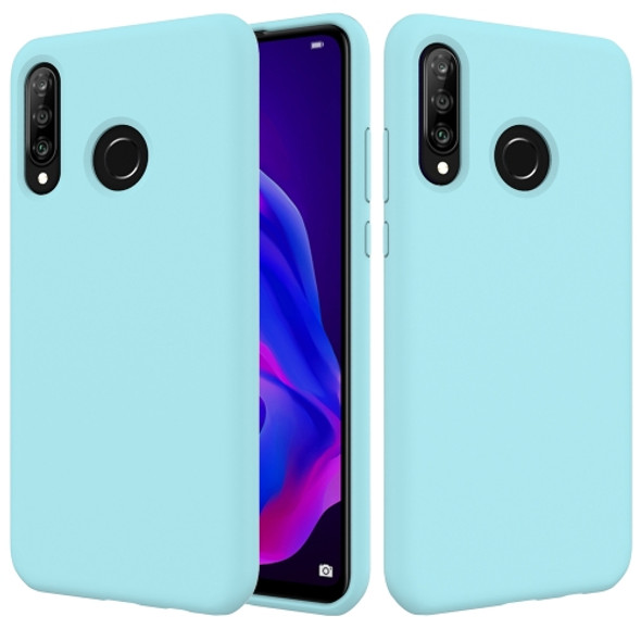 Solid Color Liquid Silicone Shockproof Full Coverage Case for Huawei P30 Lite (Sky Blue)