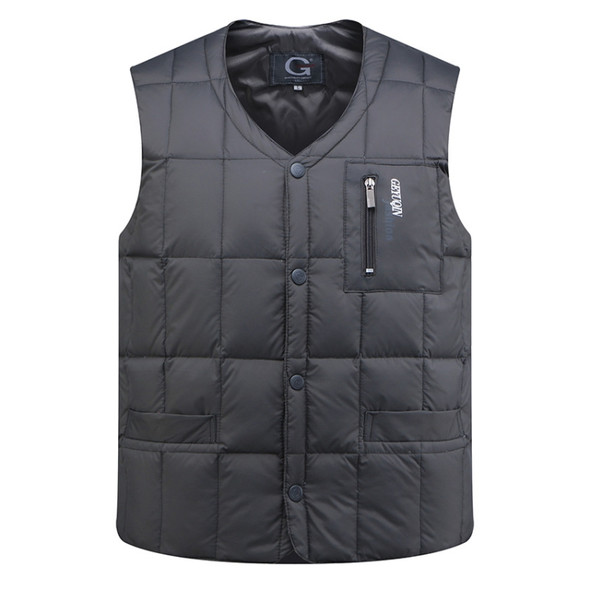 White Duck Down Jacket Vest Men Middle-aged Autumn Winter Warm Sleeveless Coat, Size:L(Grey)