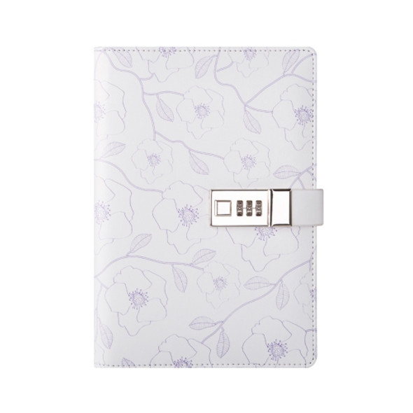 A5 PU Cover Notebook Students Diary Book with Password Lock(Purple)