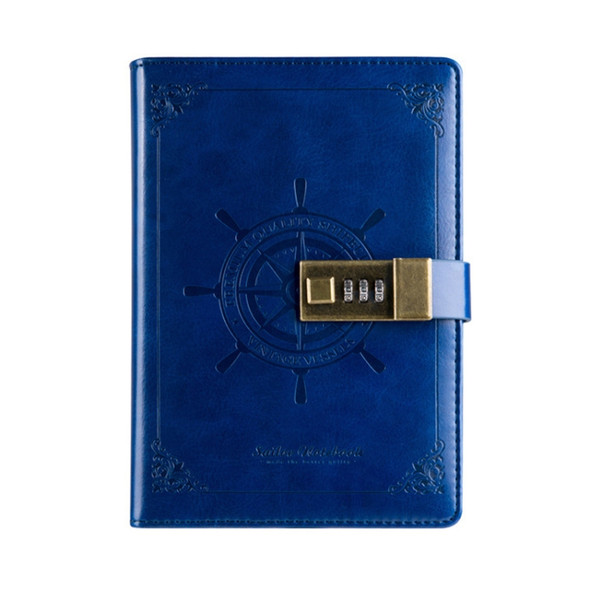 B6 Retro PU Cover Sailor Notebook Diary Book with Password Lock(Blue)