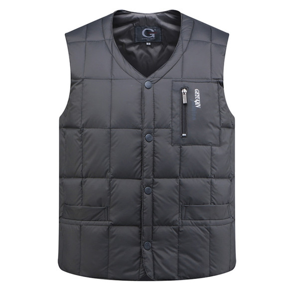 White Duck Down Jacket Vest Men Middle-aged Autumn Winter Warm Sleeveless Coat, Size:XL(Grey)