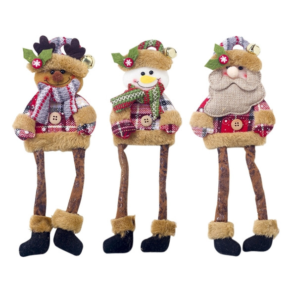 2 PCS Christmas Fabric Long Foot Doll Accessories Scene Decoration( Fawn)