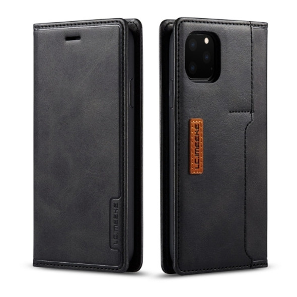 For iPhone 11 Pro Max LC.IMEEKE LC-001 Series PU + TPU Color Matching Frosted Horizontal Flip Leather Case with Holder & Card Slot(Black)