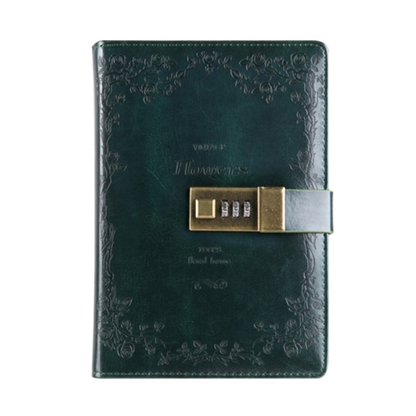 B6 Retro PU Cover Notebook Diary Book with Password Lock(Green)