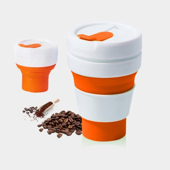 350ml Outdoor Pocket-Sized Coffee Tea Collapsible Travel Mug Silicone Cup with Lid (Orange)