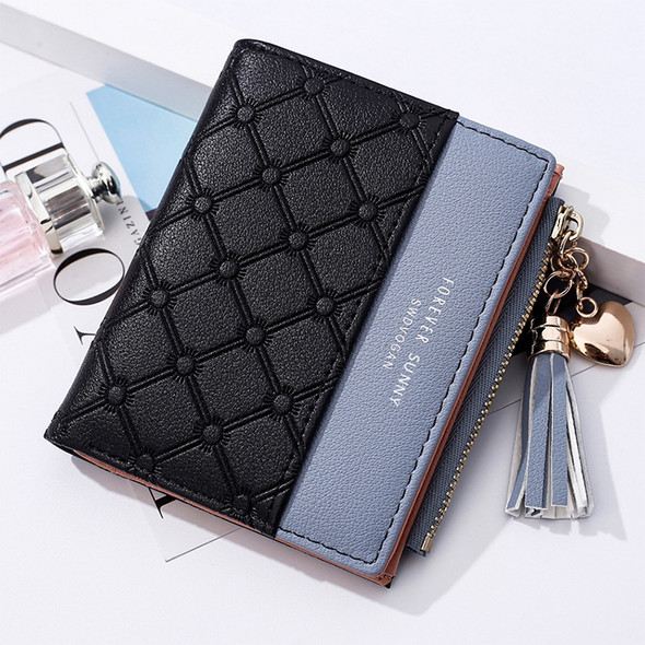 Cute Fashion Purse Leather Long Zip Wallet Coin Card Holder Soft Leather Phone Card Female Clutch(black)