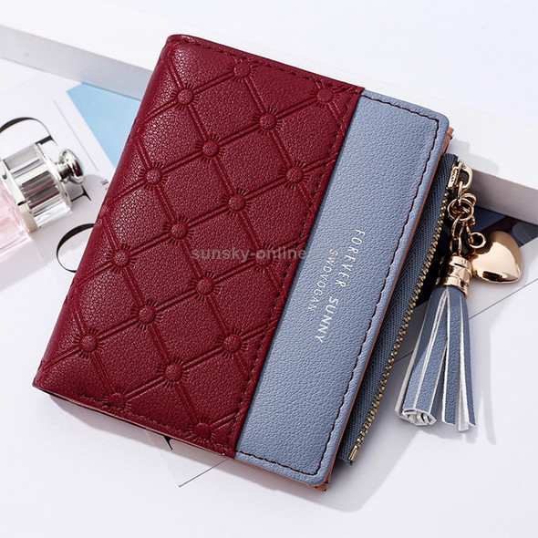 Cute Fashion Purse Leather Long Zip Wallet Coin Card Holder Soft Leather Phone Card Female Clutch(Red)