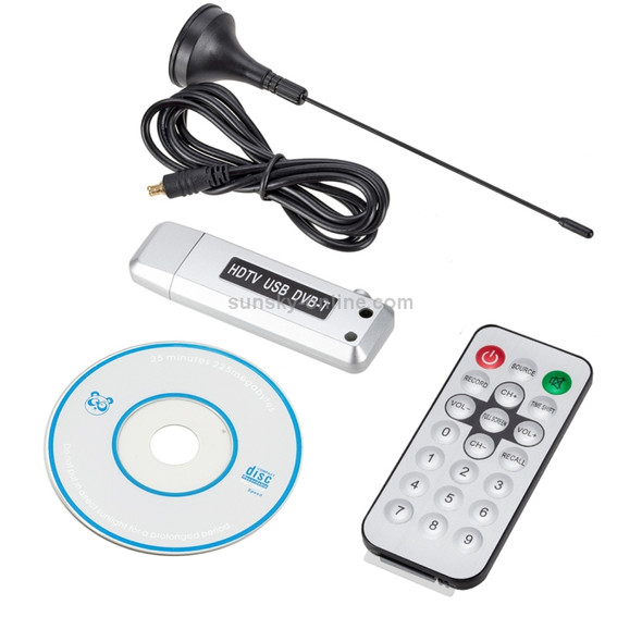 Car TV Receiver DVB-T Digital TV Receiver HDMI USB DVB-T with Remote Control (Silver)