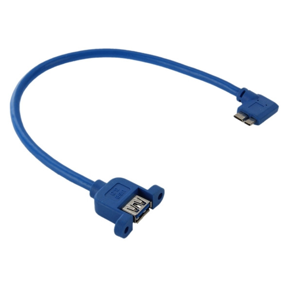 90 Degree Left Turn USB 3.0 Micro-B Male to USB 3.0 Female OTG Cable for Tablet / Portable Hard Drive, Length: 30cm(Blue)