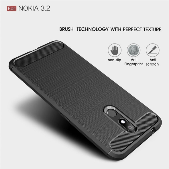 Brushed Texture Carbon Fiber TPU Case for Nokia 3.2(Black)