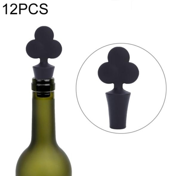 12 PCS Silicone Wine Stopper Poker Series Wine Stopper(Black Plum)