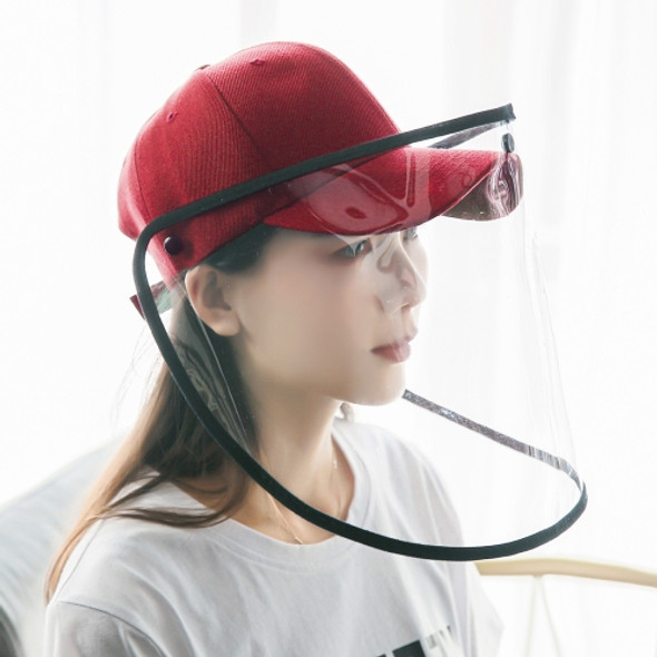 Anti-Saliva Splash Anti-Spitting Anti-Fog Anti-Oil Protective Baseball Cap Mask Removable Face Shield(Red)