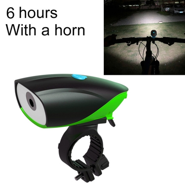 USB Charging Bike LED Riding Light, Charging 6 Hours with Horn (Green)