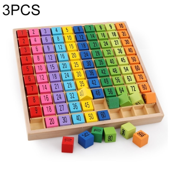 3 PCS Montessori Educational Wooden Toys 99 Multiplication Table Math  Arithmetic Teaching Aids for Kids