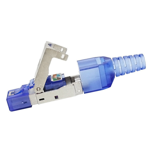 Tool-free Assembly RJ-45 Connector Modular Plug, STP Cat7 10 Gigabit Shielding(Blue)