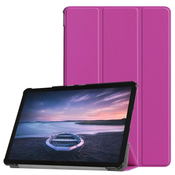Custer Texture Horizontal Flip PU Leather Case for Galaxy Tab S4 10.5 / T835, with Three-folding Holder & Sleep / Wake-up Function (Purple)