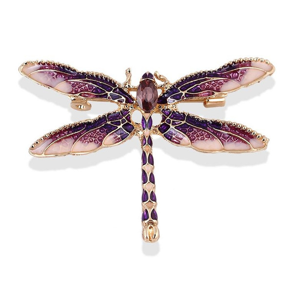 Retro Oil-Dripping Enamel Dragonfly Brooch(Purple)