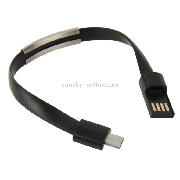 Wearable Bracelet Sync Data Charging Cable, For Galaxy S6 / S5 / S IV, LG, HTC, Length: 24cm(Black)