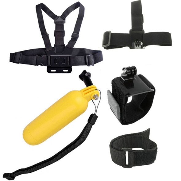 YKD-124 5 in 1 Chest Belt + Wrist Belt + Head Strap + Remote Wrist Belt + Floating Bobber Tripod Mount Set for GoPro HERO7 /6 /5 /5 Session /4 Session /4 /3+ /3 /2 /1, Xiaoyi and Other Action Cameras