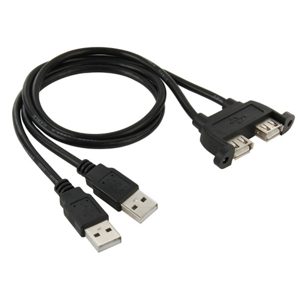 2 USB 2.0 Male to 2-port USB 2.0 Female with 2 Screw Holes Extension Cable, Length: 50cm