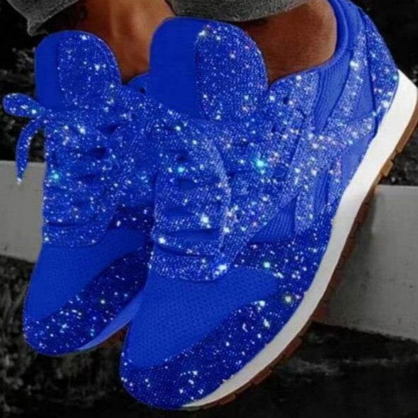 Autumn and Winter Sponge Sequins Breathable Platform Sports Shoes, Size:38(Blue)